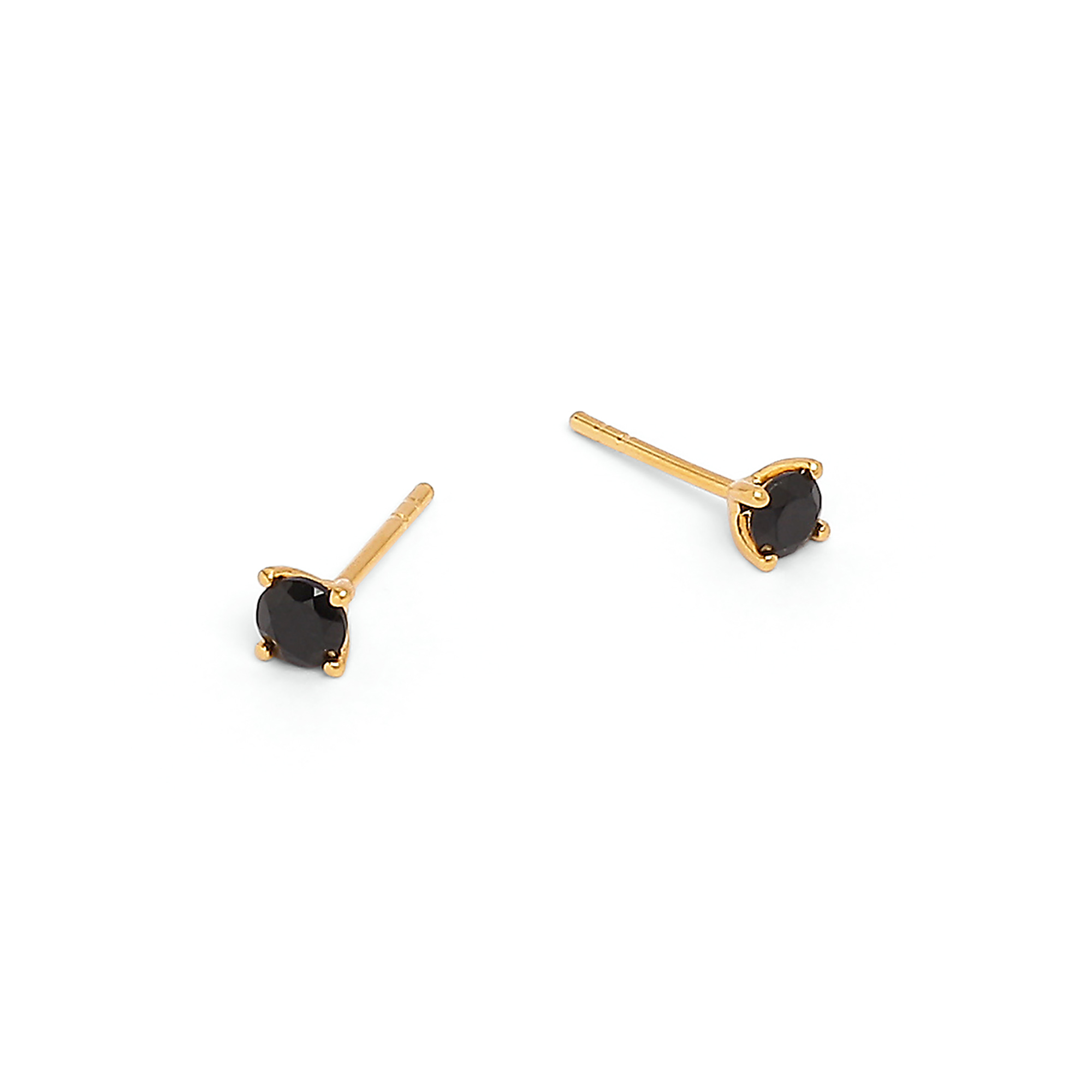 Brilliani Ohrstecker von BERND WOLF, 24-Karat goldplattiert, 4mm, Silber 925 mit schwarzem Spinell für Damen