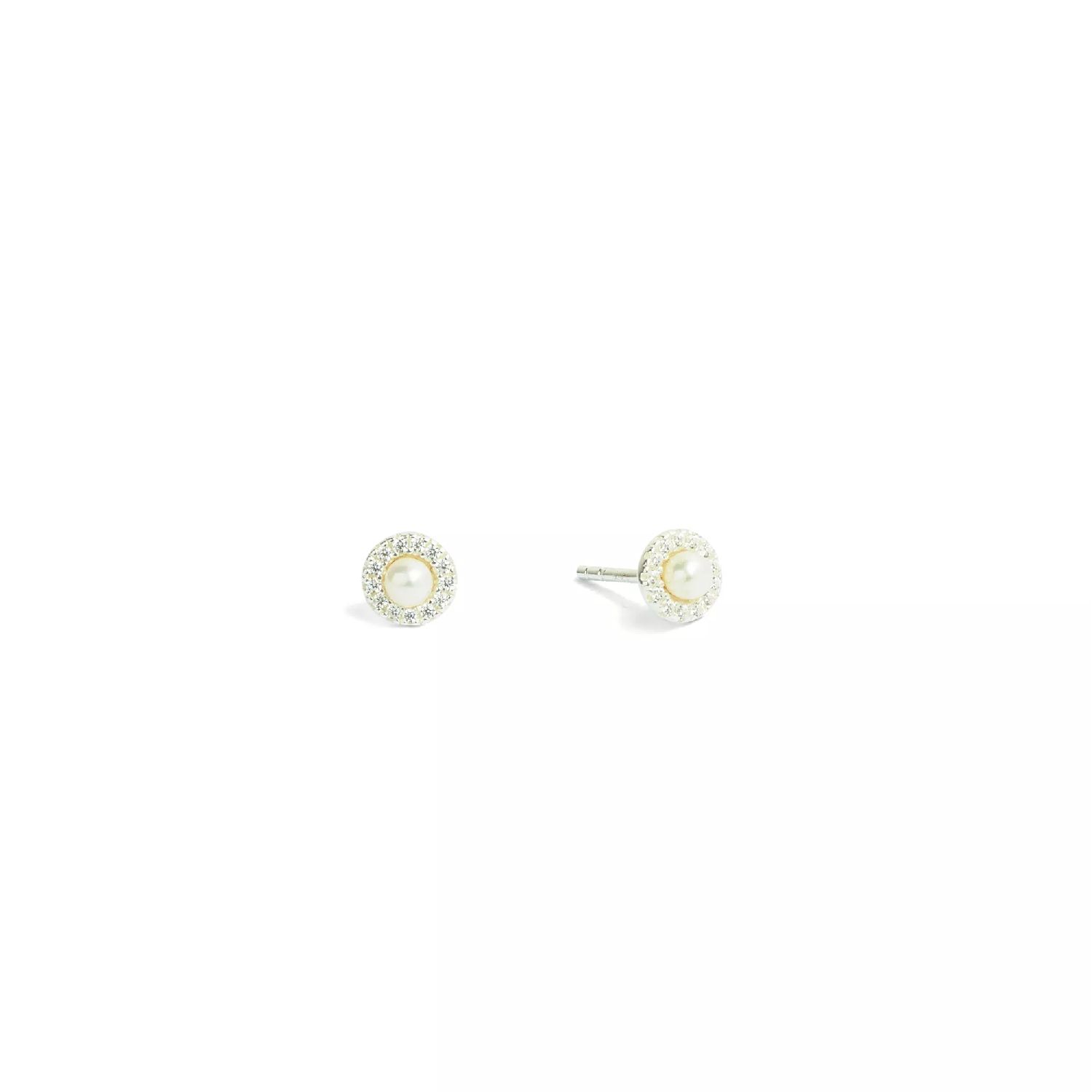 Arenia Ohrschmuck Damen 925 Silber mit Süßwasserperlen und Zirkonia, 6mm, silberfarben-weiß
