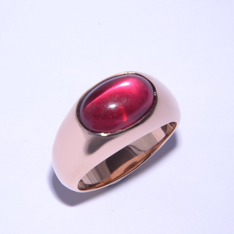 qudo Siena fuchsia Damenring, Edelstahl in Roségold, Rot, Größe 17