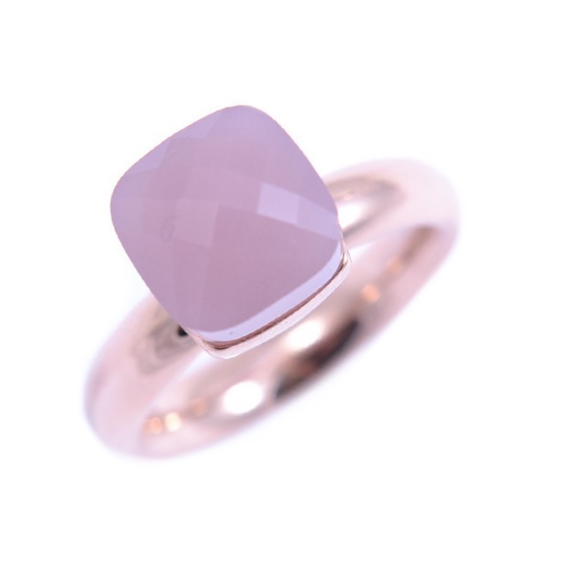 Firenze Altrosé Opal Rosé Damenring von Qudo in Rot/Roségold, Edelstahl/PVD, Größe 54