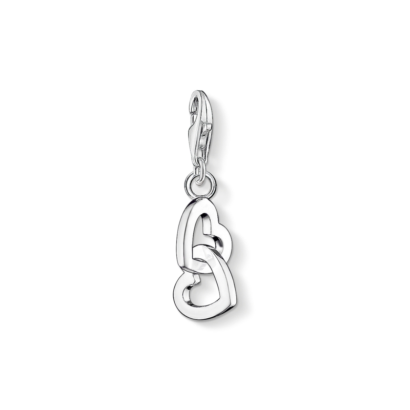 Thomas Sabo Charm-Anhänger Herzen aus Silber für Damen, 10x27mm, silberfarben, eleganter Schmuck