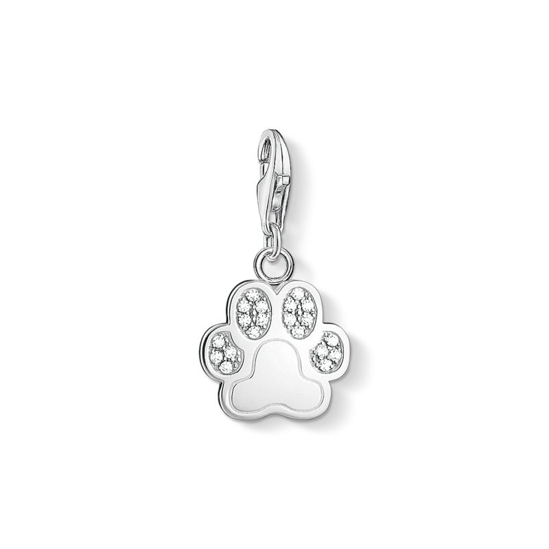 Thomas Sabo Charm-Anhänger Tatze aus 925 Silber mit Zirkonia für Damen und Kinder, silberfarben