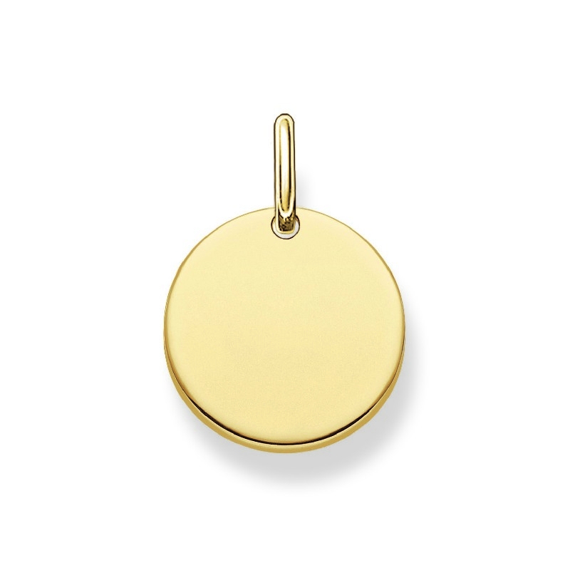 Thomas Sabo Damen Anhänger Gravur Platte aus vergoldetem Silber in Goldfarben, Größe x14x