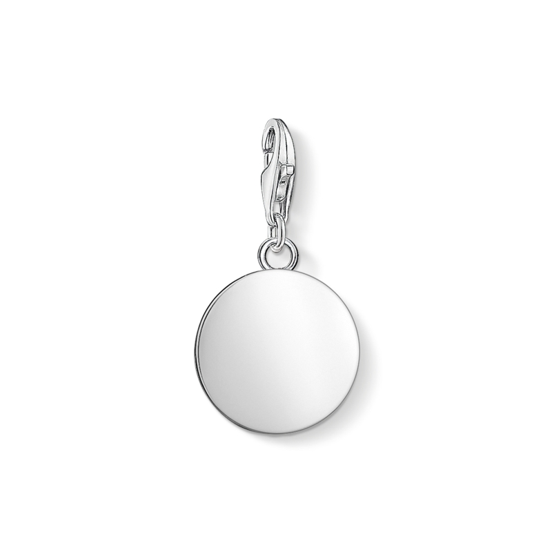 Thomas Sabo Charm-Anhänger Coin aus 925 Silber, gravierbar, Damen, silberfarben, 13x25 mm