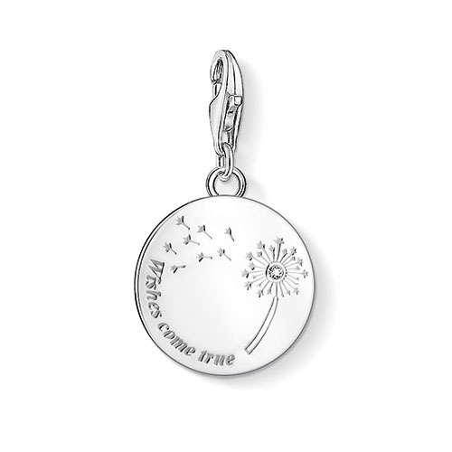 Thomas Sabo Charm-Anhänger Pusteblume aus 925 Silber mit Zirkonia für Damen – WISHES COME TRUE