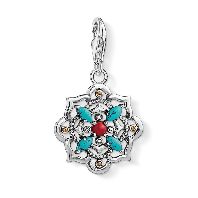 Thomas Sabo Charm-Anhänger, 925 Silber für Damen, blau rot silberfarben