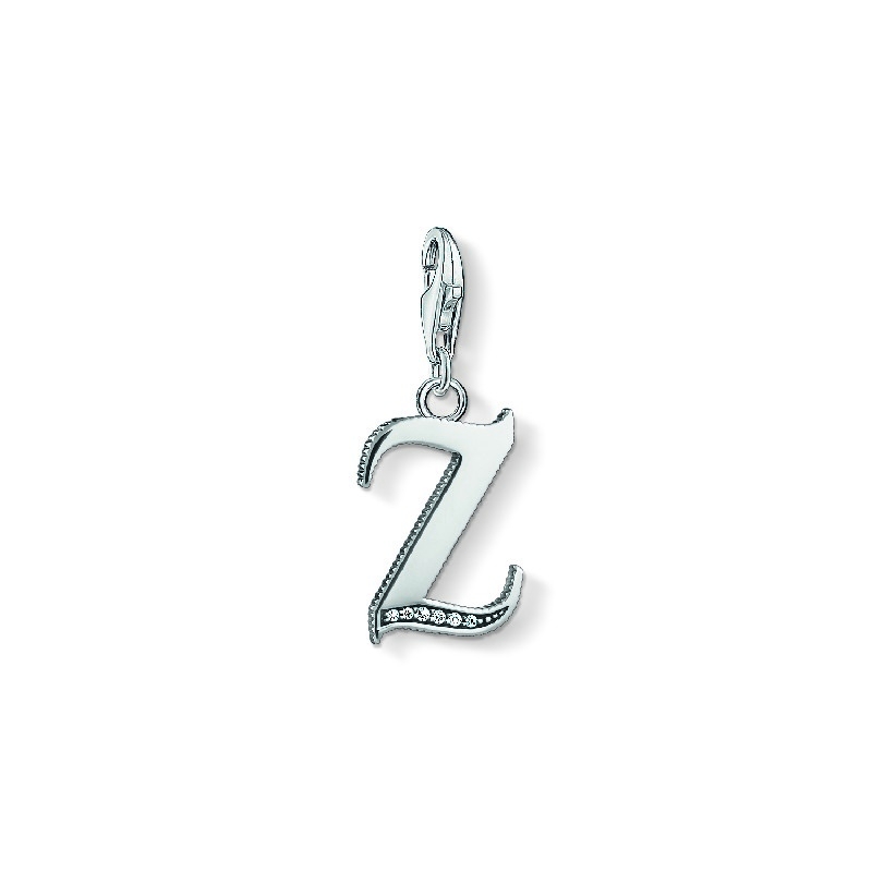 Thomas Sabo Charm-Anhänger Z für Damen aus 925 Silber mit Zirkonia, silberfarben, ideal für Schmuckliebhaber