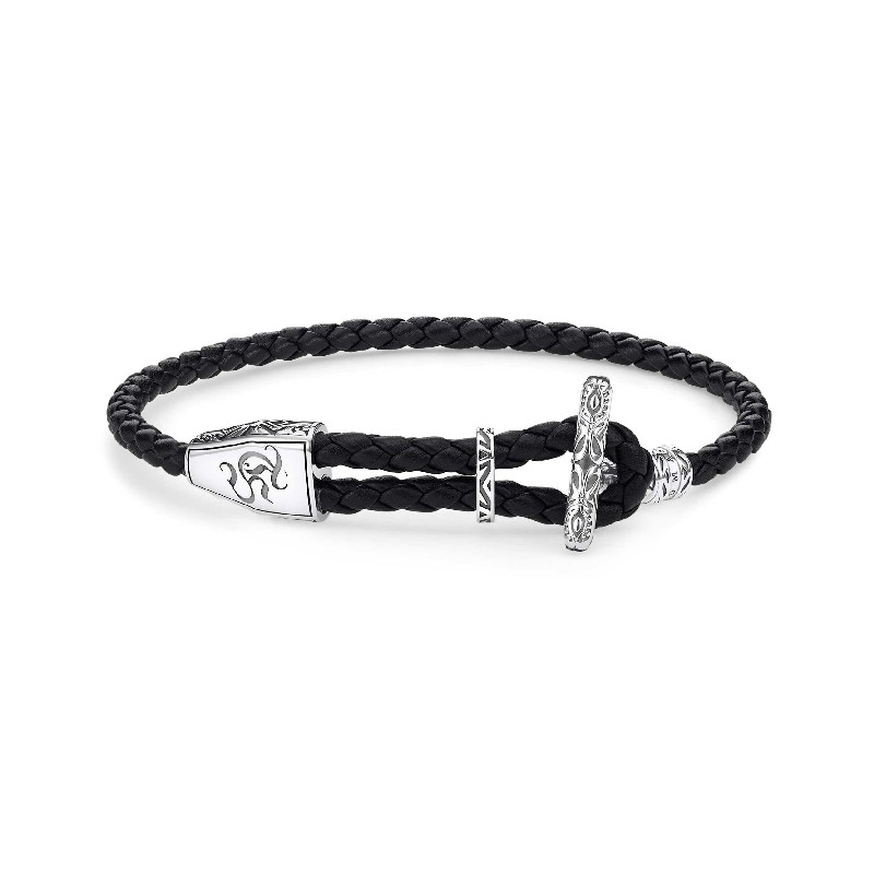 Thomas Sabo Damen Armband, Silber mit Schwarz, Verstellbar 14-25 cm