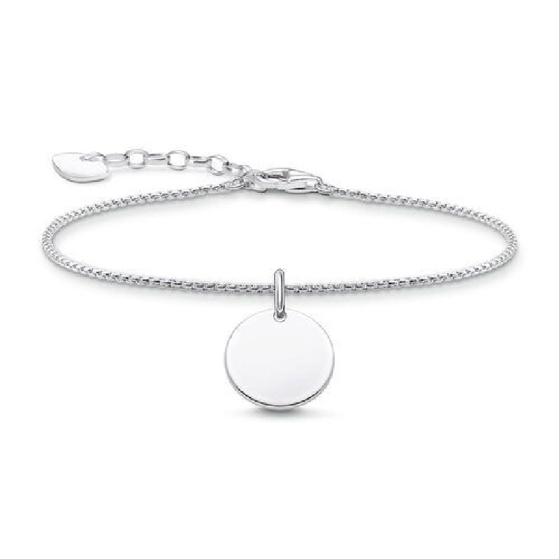 Thomas Sabo Damen Armband mit gravierbarer Silberplatte, 925er Silber, 16-19 cm, eleganter Armschmuck