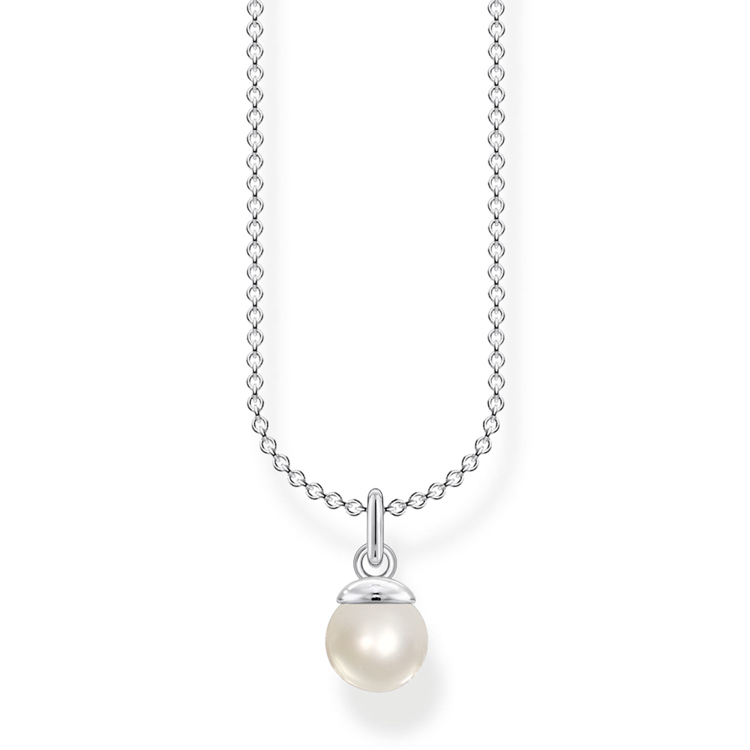 Thomas Sabo Damen Kette aus 925 Silber mit Süsswasser-Perle, 45 cm lang, silberfarben