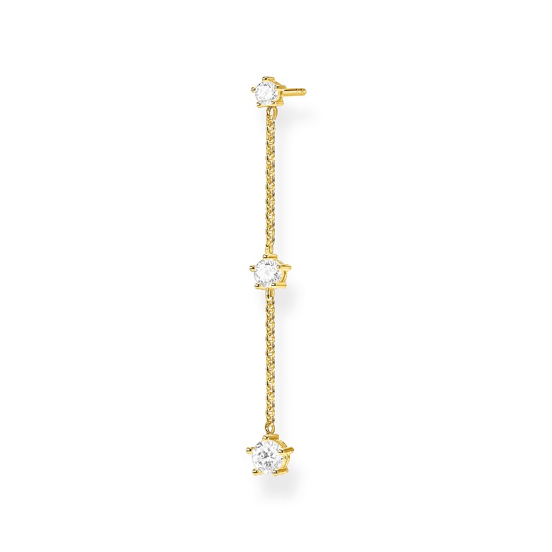 Thomas Sabo Damen Einzelohrring 4mm, vergoldetes Silber, Zirkonia - gold