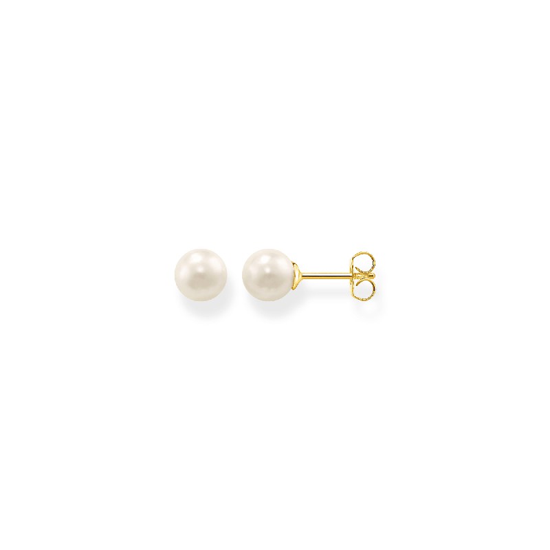 Thomas Sabo Ohrstecker aus 925 Sterlingsilber mit 750 Gelbgold-Vergoldung und Süßwasser-Perlen für Damen