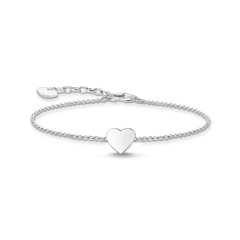 Thomas Sabo Armband Damen 925 Sterlingsilber mit Herzgravurplatte, silberfarben, 16-19 cm