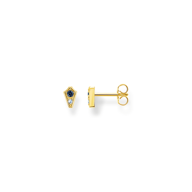 Thomas Sabo Ohrstecker Royalty Damen, 925 Sterlingsilber, 750 Gelbgold Vergoldet, Zirkonia