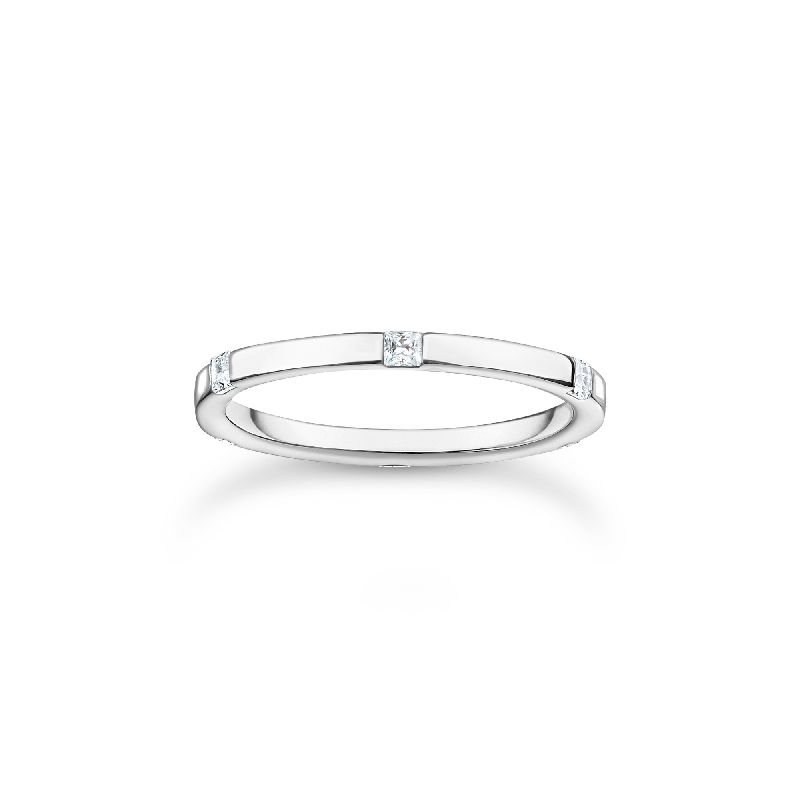 Thomas Sabo Damenring 925 Sterlingsilber, Zirkonia weiß, Größe 54, Silber