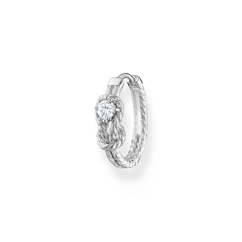 Thomas Sabo Creole Ohrringe Damen, 925 Sterlingsilber, Zirkonia, Ø 18mm