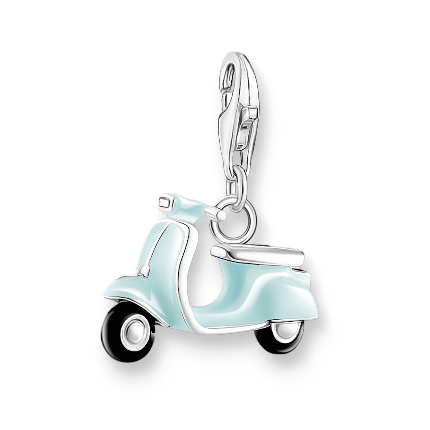 Thomas Sabo Charm-Anhänger Motorroller in Silber und Türkis für Damen, 925er Silber, 18x21 mm