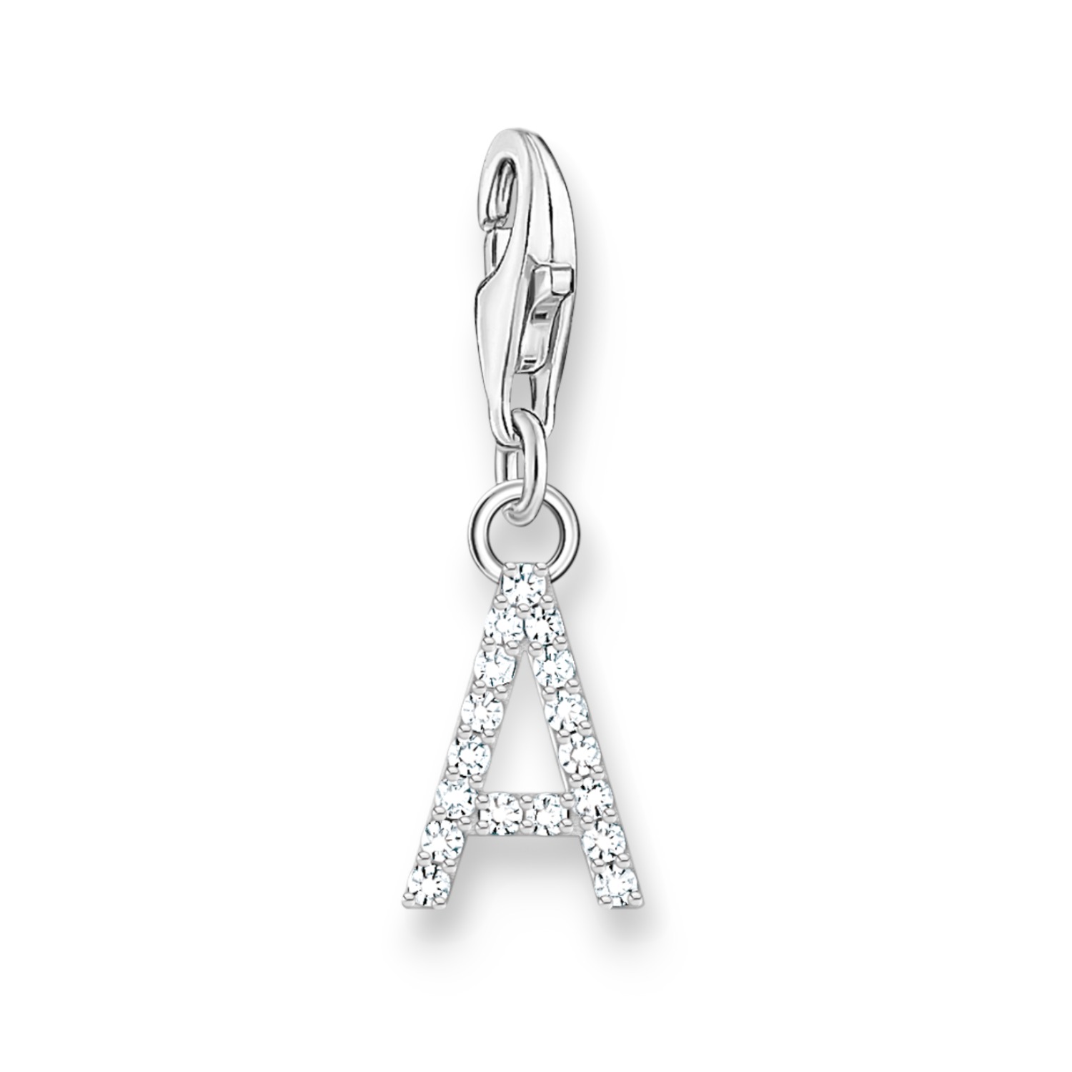 Thomas Sabo Charm Anhänger Buchstabe A aus 925 Silber mit Zirkonia für Damen und Kinder, silberfarben