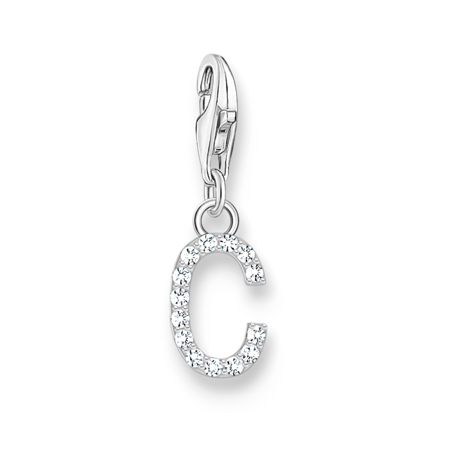 Thomas Sabo Charm-Anhänger Buchstabe C aus 925 Silber mit Zirkonia für Damen, silberfarben