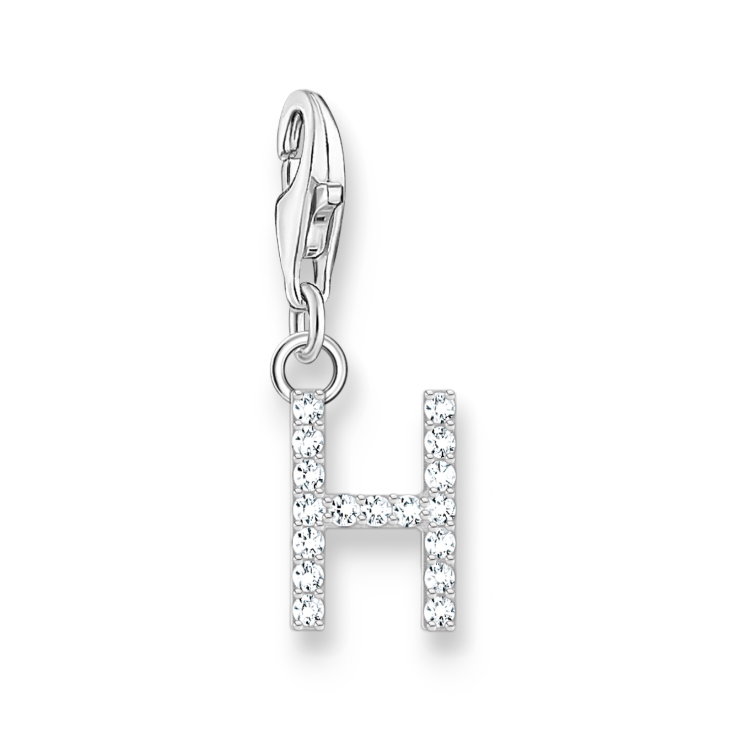 Thomas Sabo Charm-Anhänger Buchstabe H aus 925 Silber mit Zirkonia für Damen, silberfarben