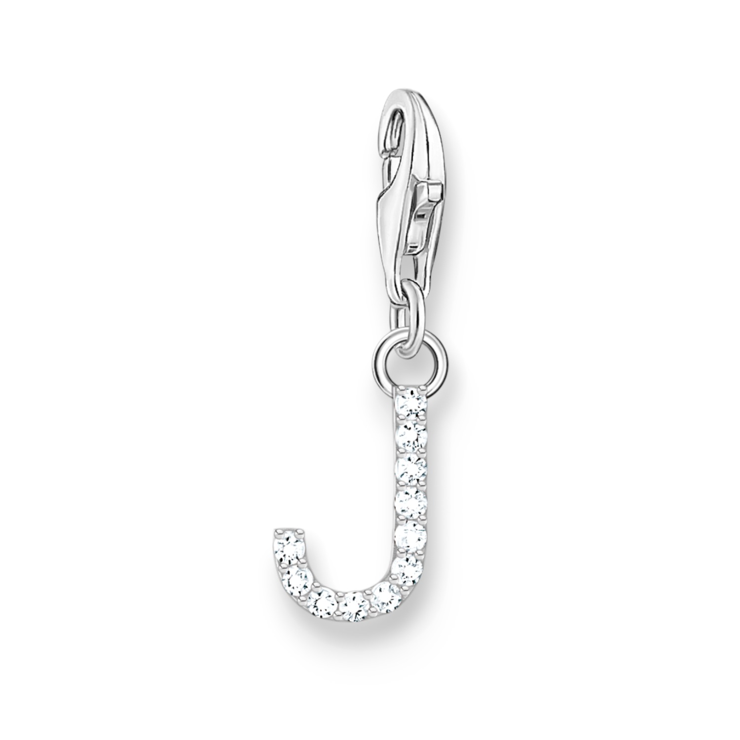 Thomas Sabo Charm-Buchstabe J aus 925 Silber mit Zirkonia für Damen und Kinder, silberfarben