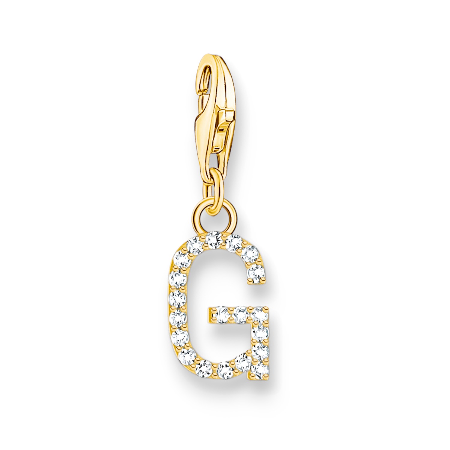 Thomas Sabo Charm-Anhänger „G“, vergoldetes Silber, Zirkonia, Damen, 7x14mm
