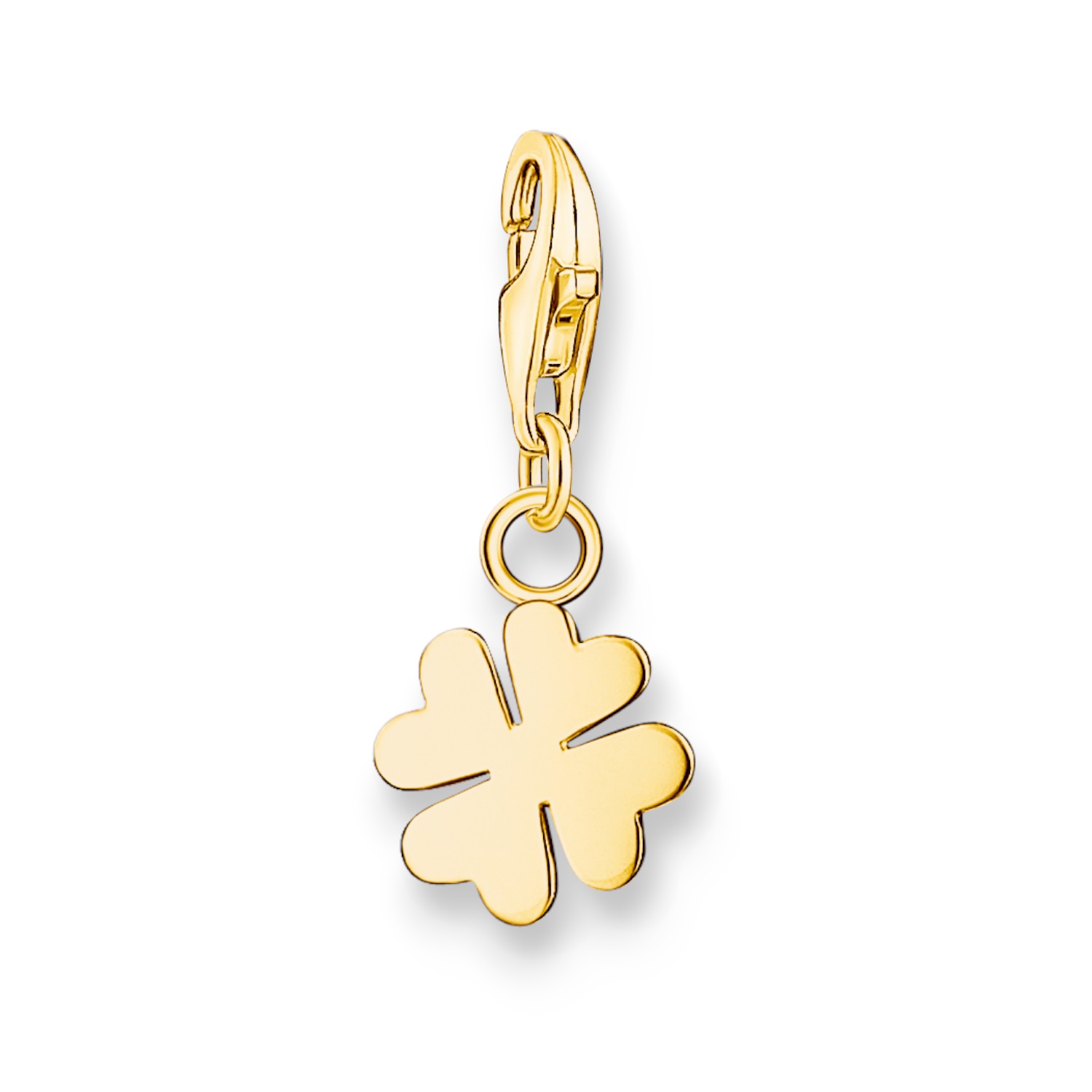 Thomas Sabo Charm-Anhänger Kleeblatt für Damen, vergoldetes Silber 925, goldfarben, 9x22 mm
