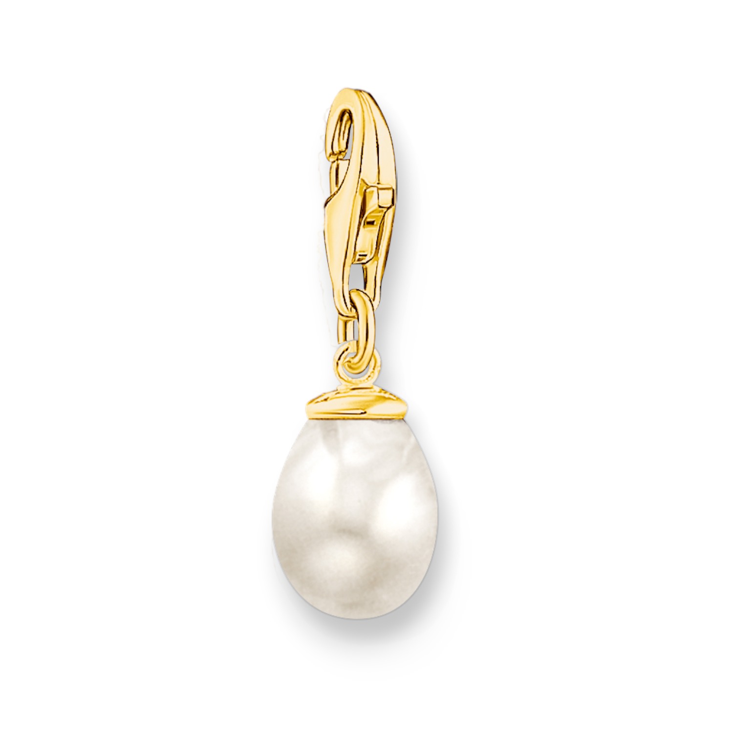 Thomas Sabo Charm-Anhänger Damen mit vergoldetem Silber und weißer Süsswasser-Perle, 925er Legierung
