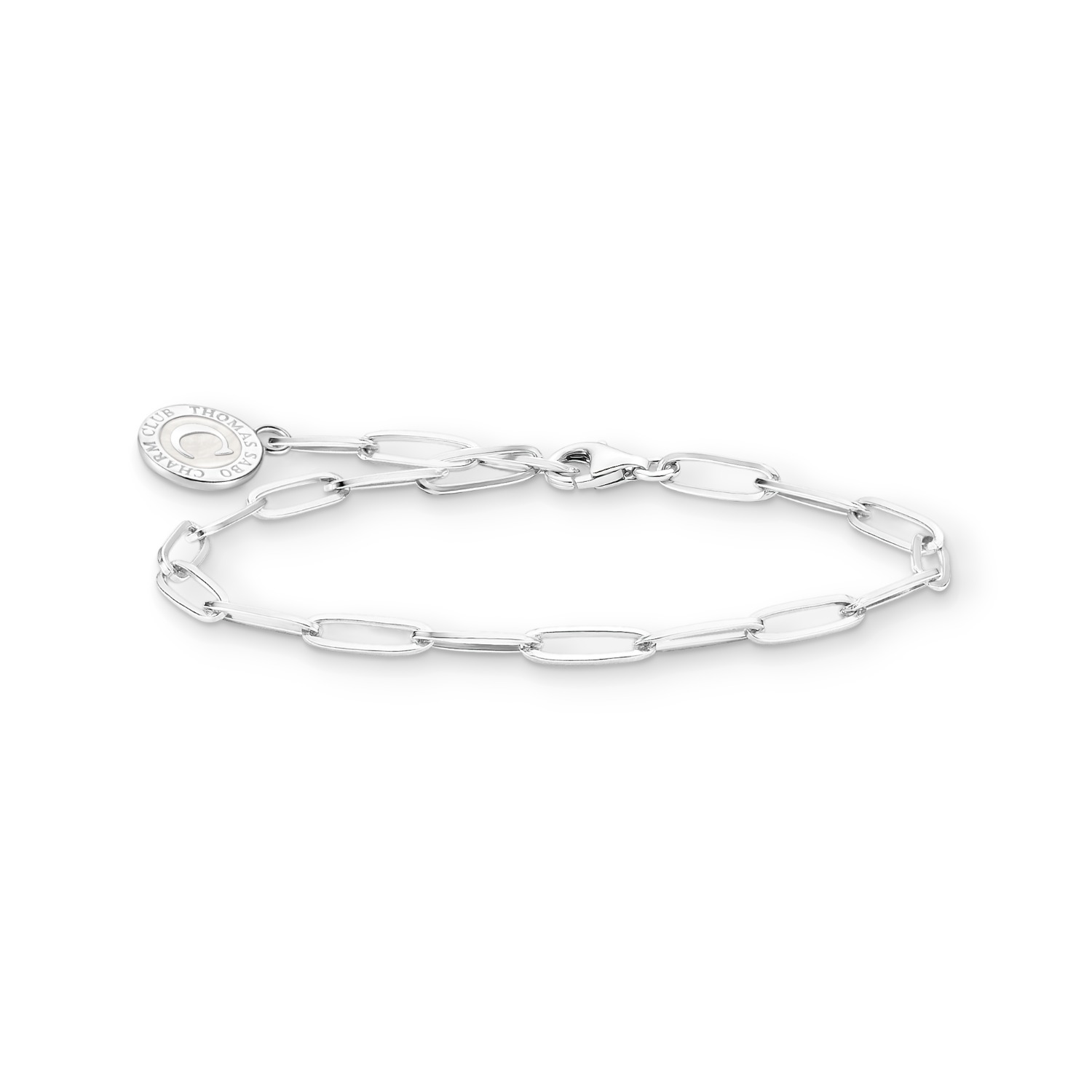 Thomas Sabo Charmarmband für Damen aus 925 Silber, 19 cm, silberfarben mit weißen Akzenten