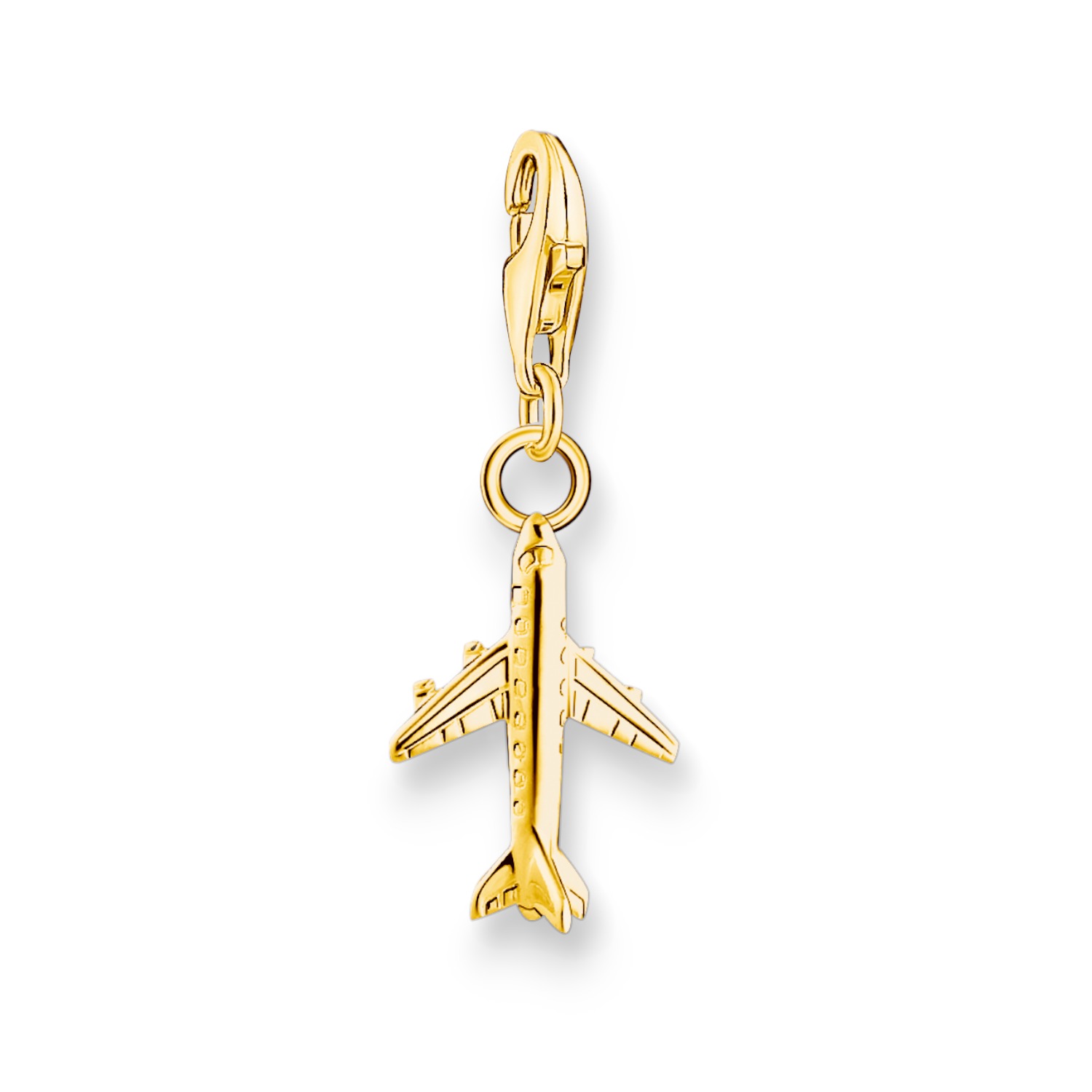 Thomas Sabo Charm-Anhänger Flugzeug für Damen, 925 Silber vergoldet in Gold, 11x29 mm