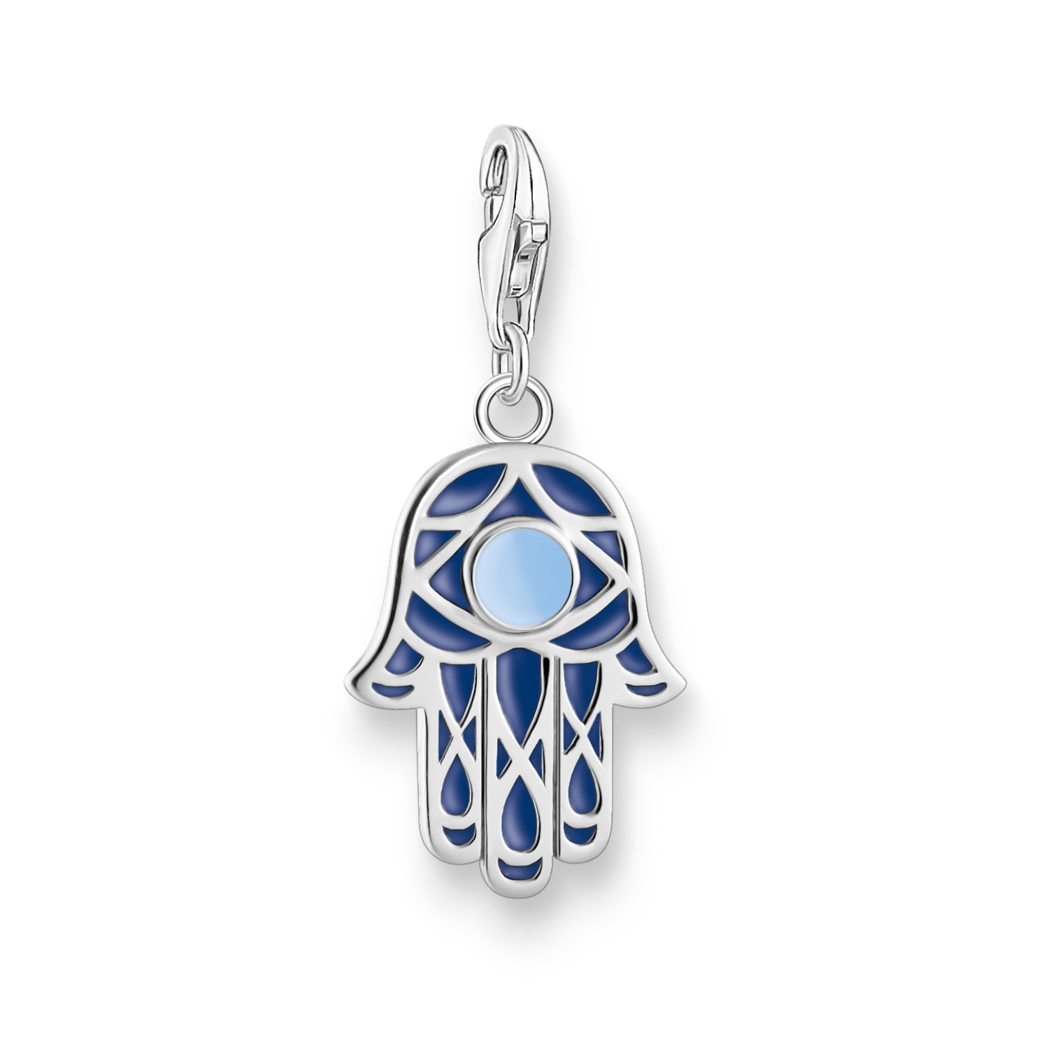 Thomas Sabo Charm-Anhänger Fatima Hand, Damen, 925 Silber, blau, 22mm x 14mm