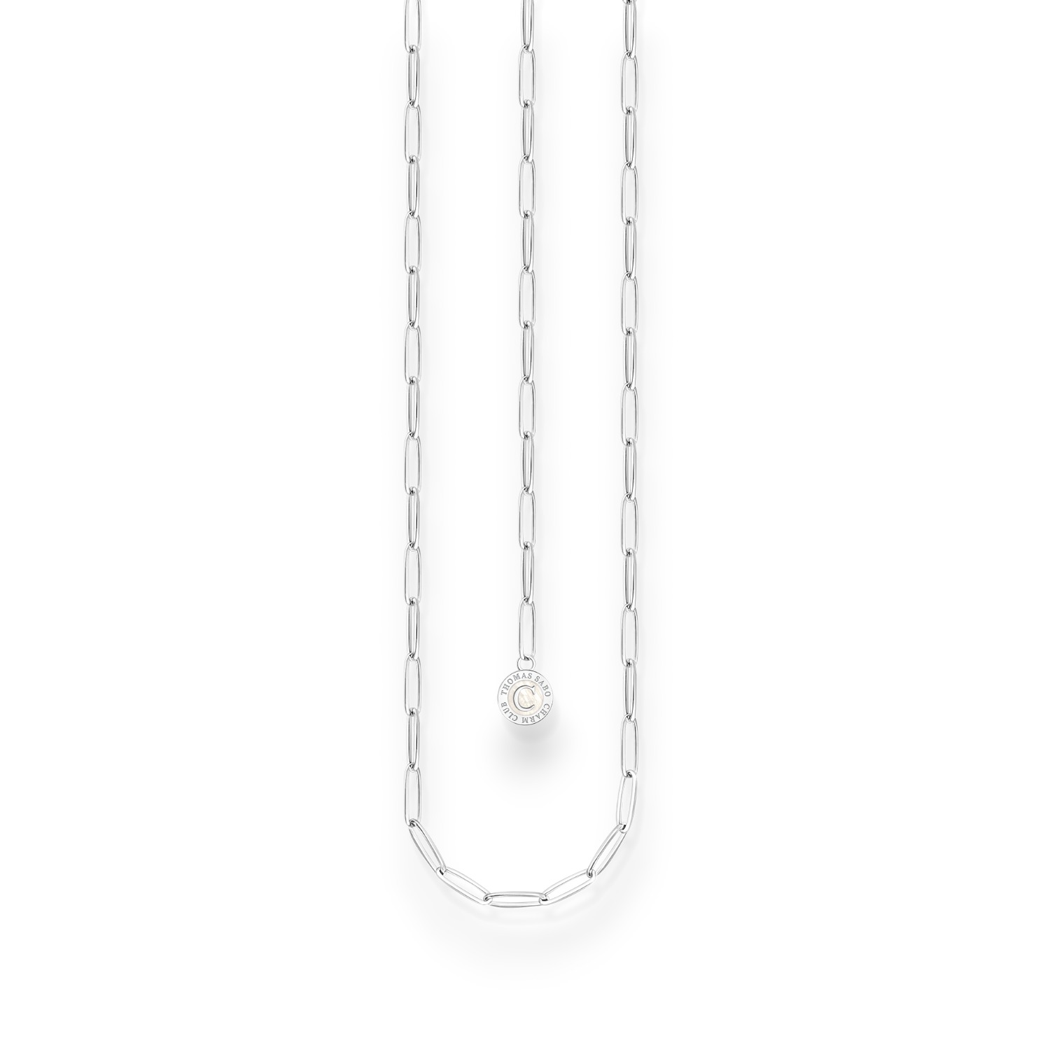 Thomas Sabo Charm-Kette für Damen, 70 cm, 925 Silber, silberfarben mit weißen Akzenten