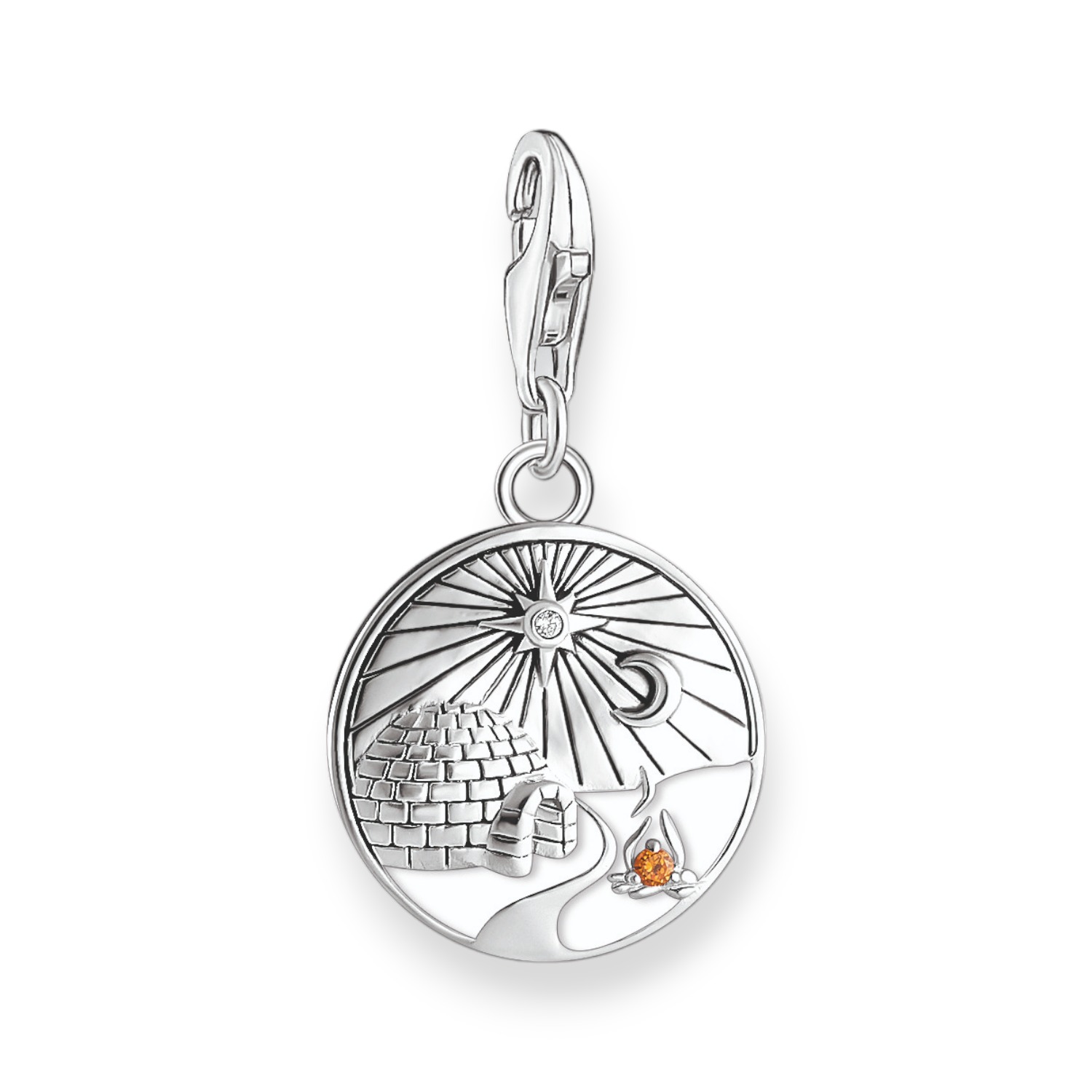 Thomas Sabo Charm-Anhänger Nordpol, Ø 14,6mm, 925 Silber, Zirkonia, für Damen & Kinder