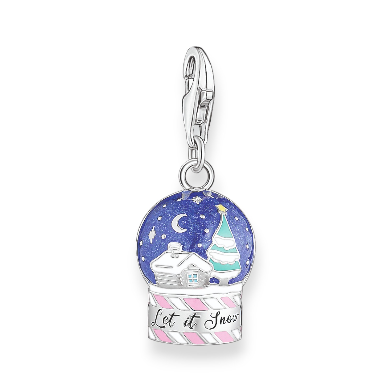 Thomas Sabo Charm-Anhänger Schneekugel, Silber 925, bunt, 13,7x11mm, für Damen und Kinder