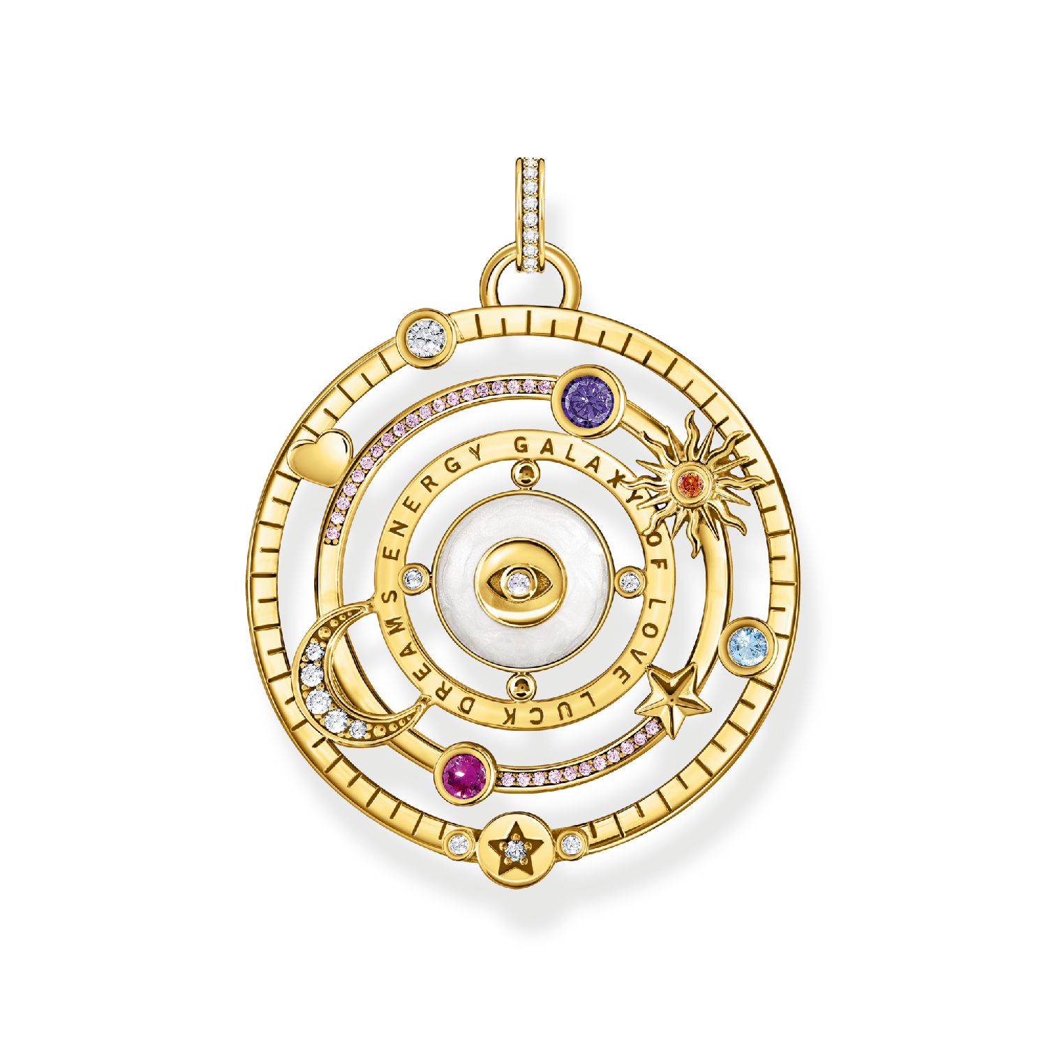 Thomas Sabo Damen Anhänger Halbkugel, Ø40mm, vergoldetes Silber mit buntem Zirkonia