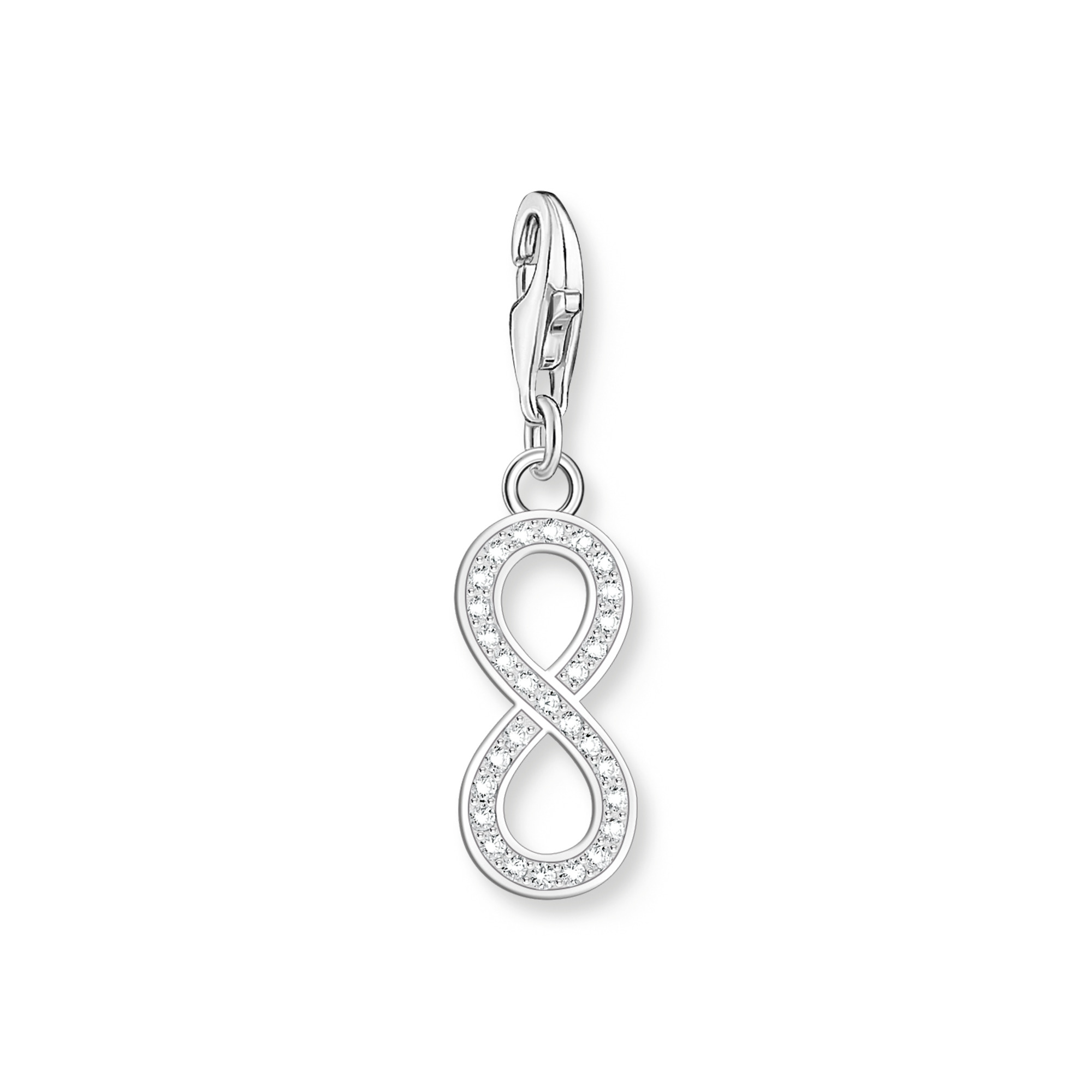 Thomas Sabo Charm-Anhänger Infinity für Damen aus 925 Silber mit Zirkonia, 27x7,5mm, silberfarben