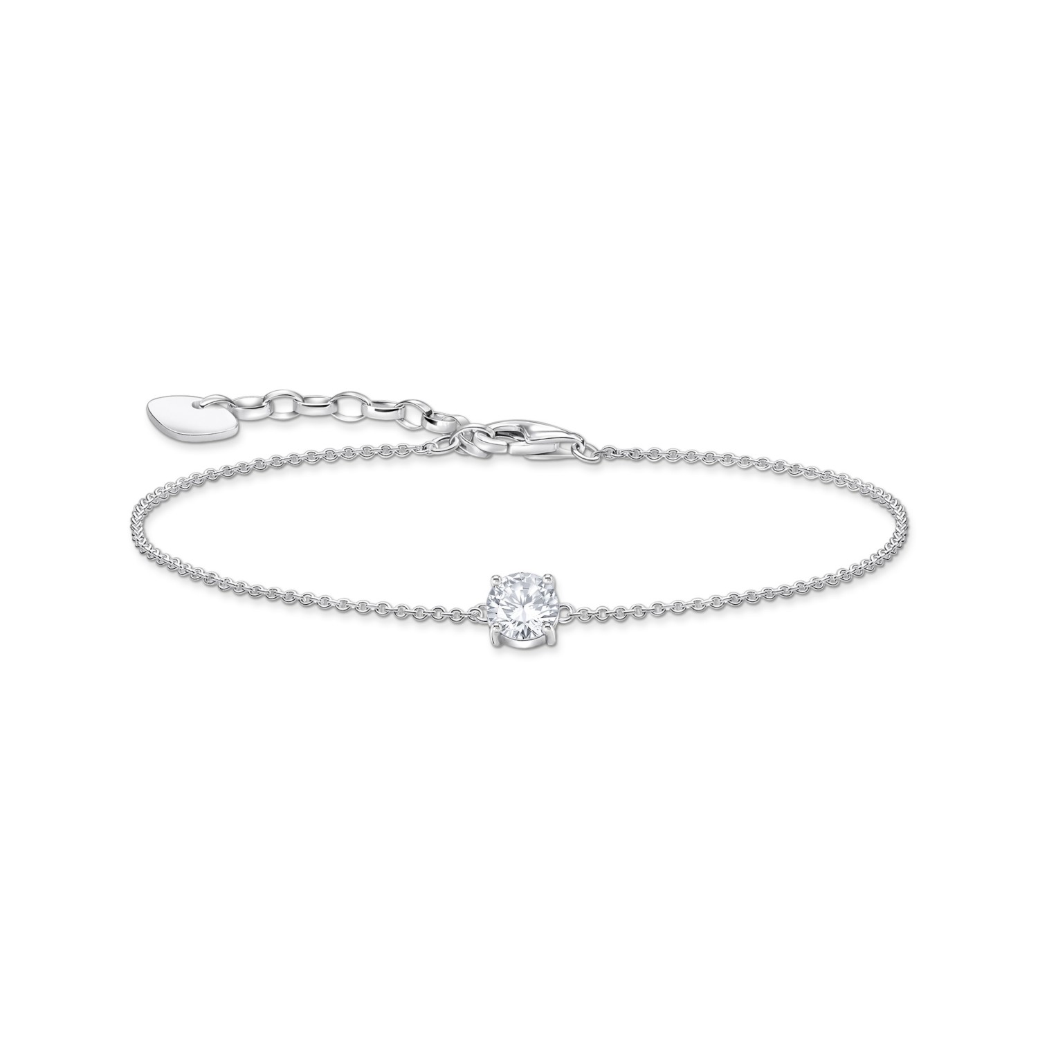 Thomas Sabo Damen Armband aus 925 Silber mit weißem Zirkonia-Anhänger, 16-19 cm, silberfarben