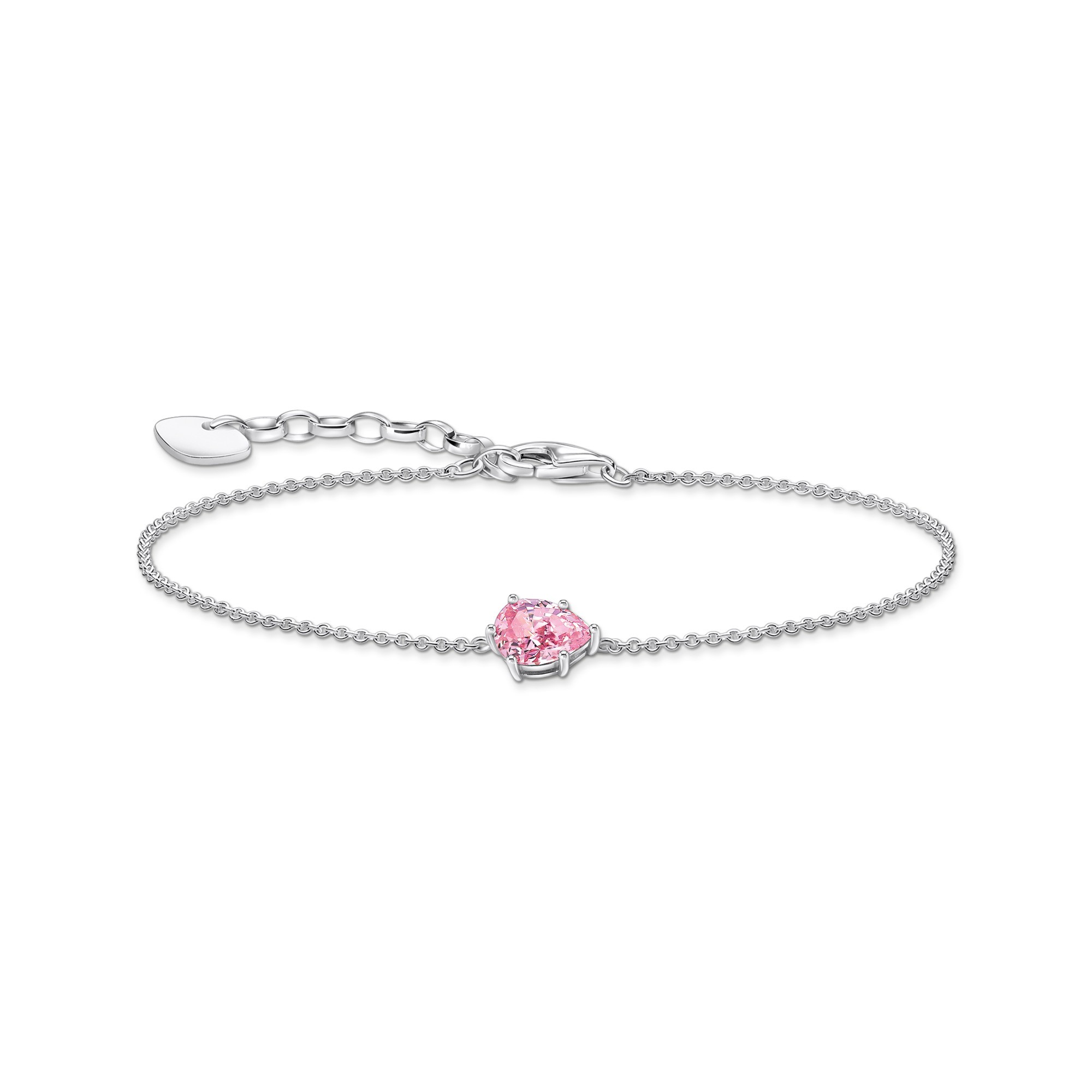 Thomas Sabo Damen Armband 925er Silber, rosa Zirkonia-Tropfen, 16-19cm