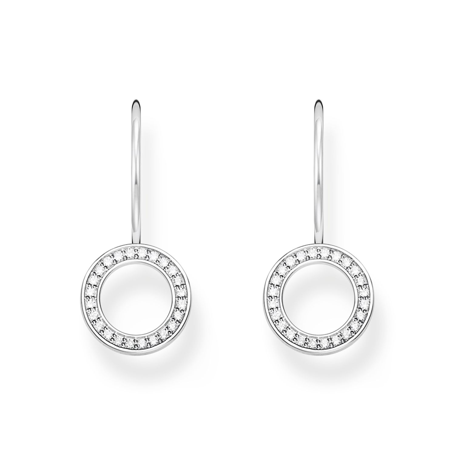 Thomas Sabo Damen Ohrhänger Kreisform, 925 Silber, Zirkonia Steine, Ø10mm