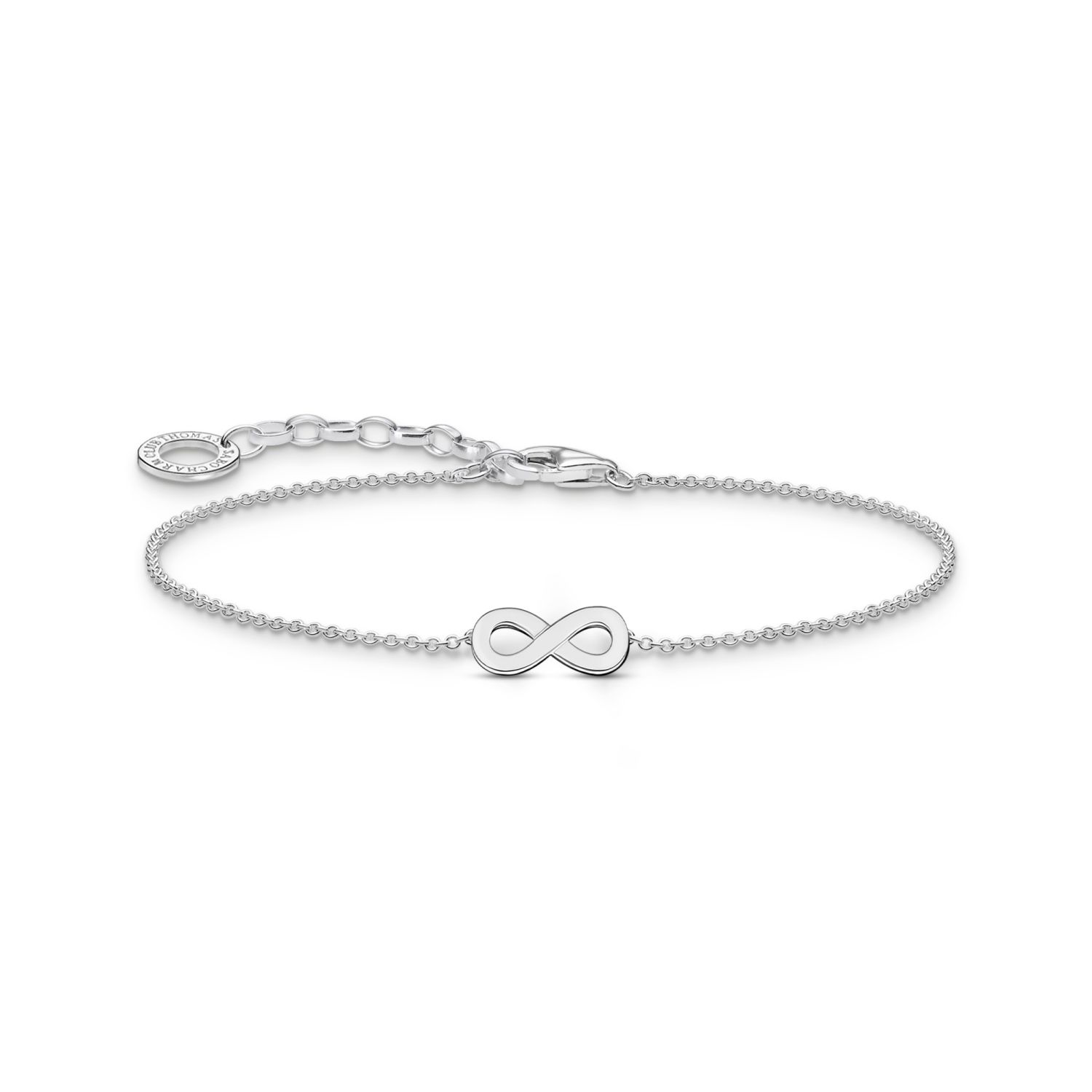 Thomas Sabo Damen Armband mit Infinity-Anhänger aus 925 Silber, silberfarben, 16-19 cm Länge
