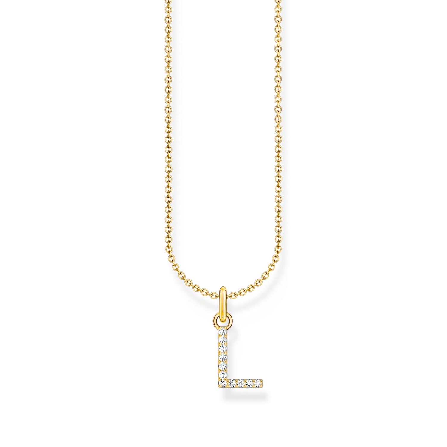 Thomas Sabo Damen Kette L-Anhänger, vergoldet, Zirkonia, 38-45cm