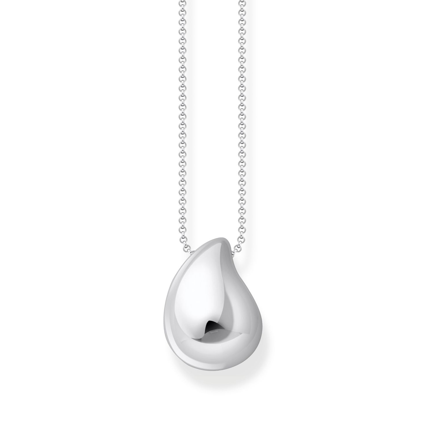 Thomas Sabo Damen Kette mit silberfarbenem 925er Silber Anhänger in Tropfenform, 45-50 cm Länge