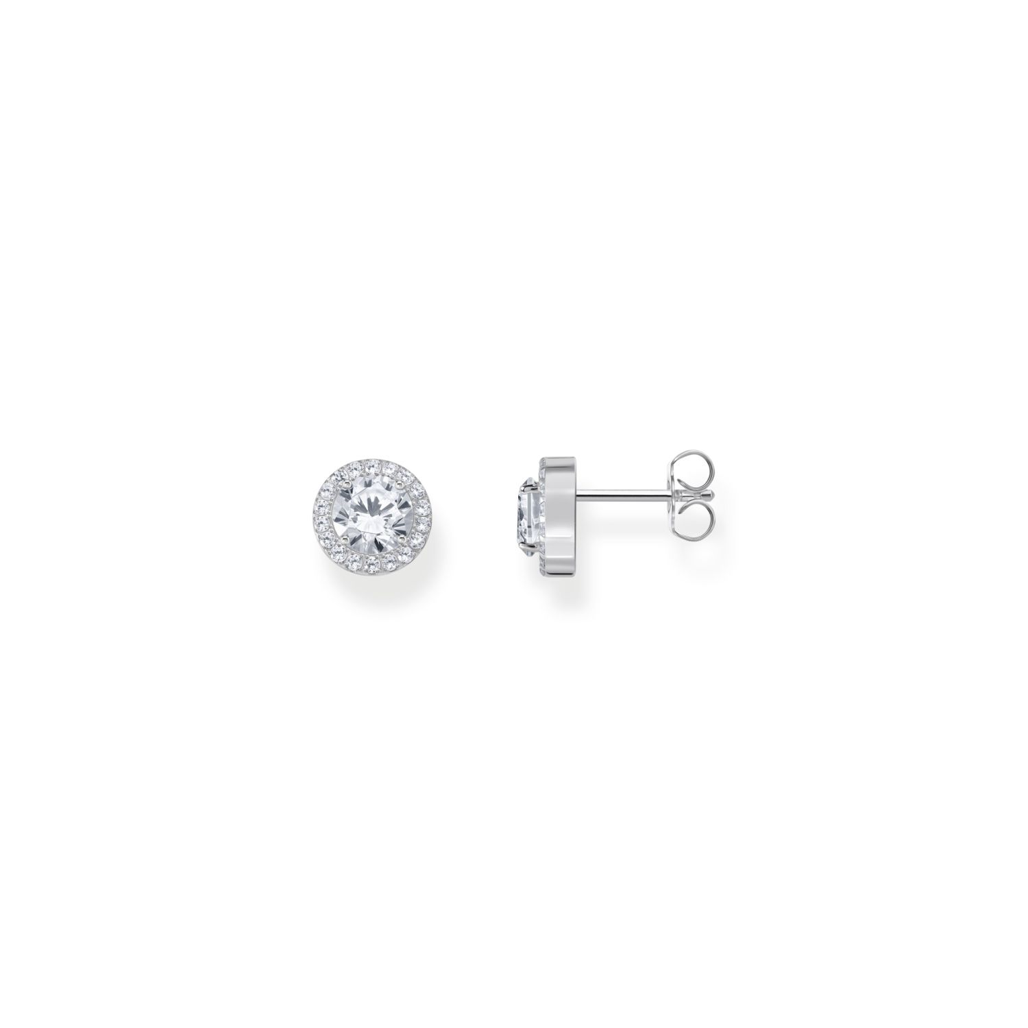 Thomas Sabo Halo-Ohrstecker Damen aus 925 Silber mit Zirkonia im Brillantschliff, silberfarben