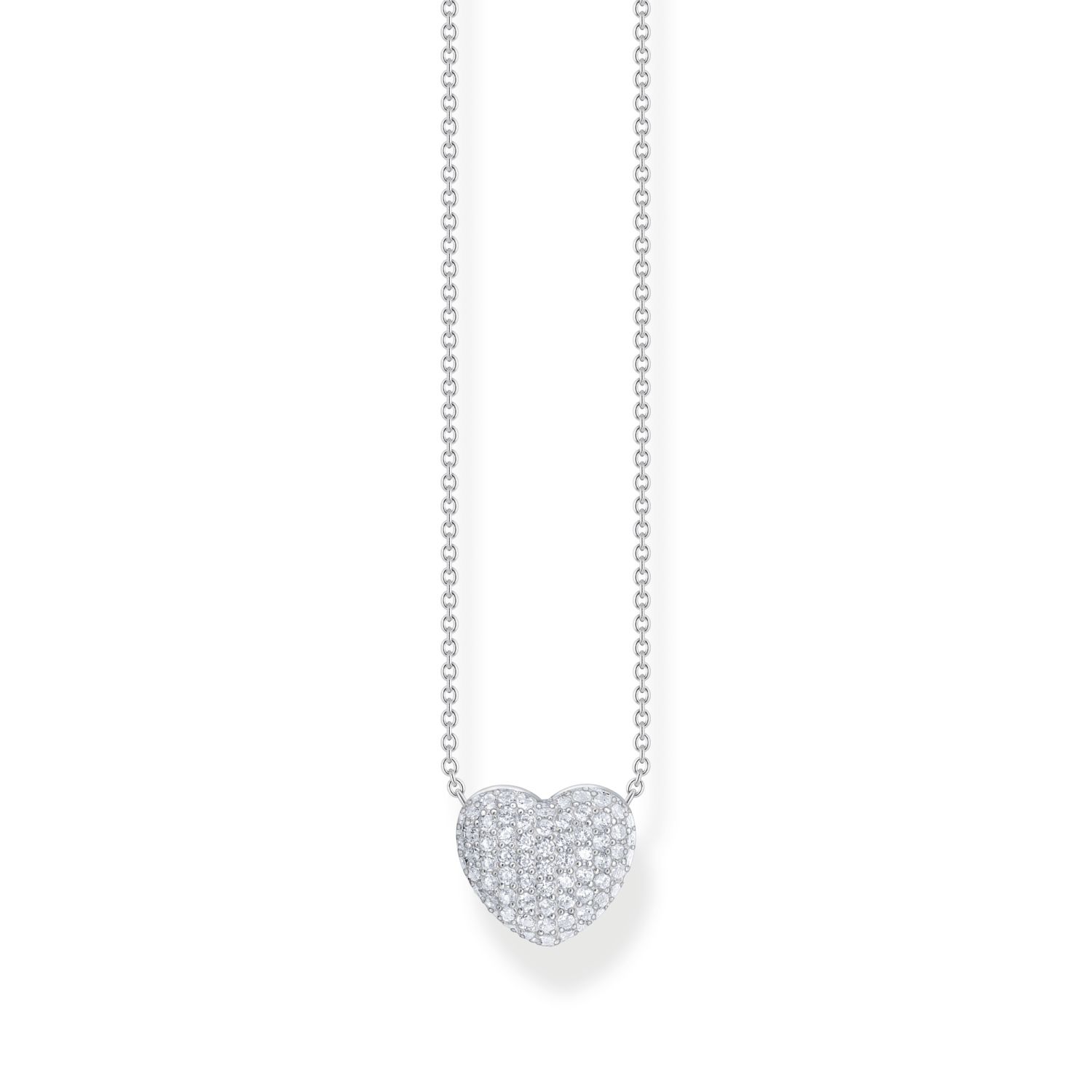 Thomas Sabo Damen Kette mit Herzanhänger, 925 Silber, Zirkonia, 45cm - Silber