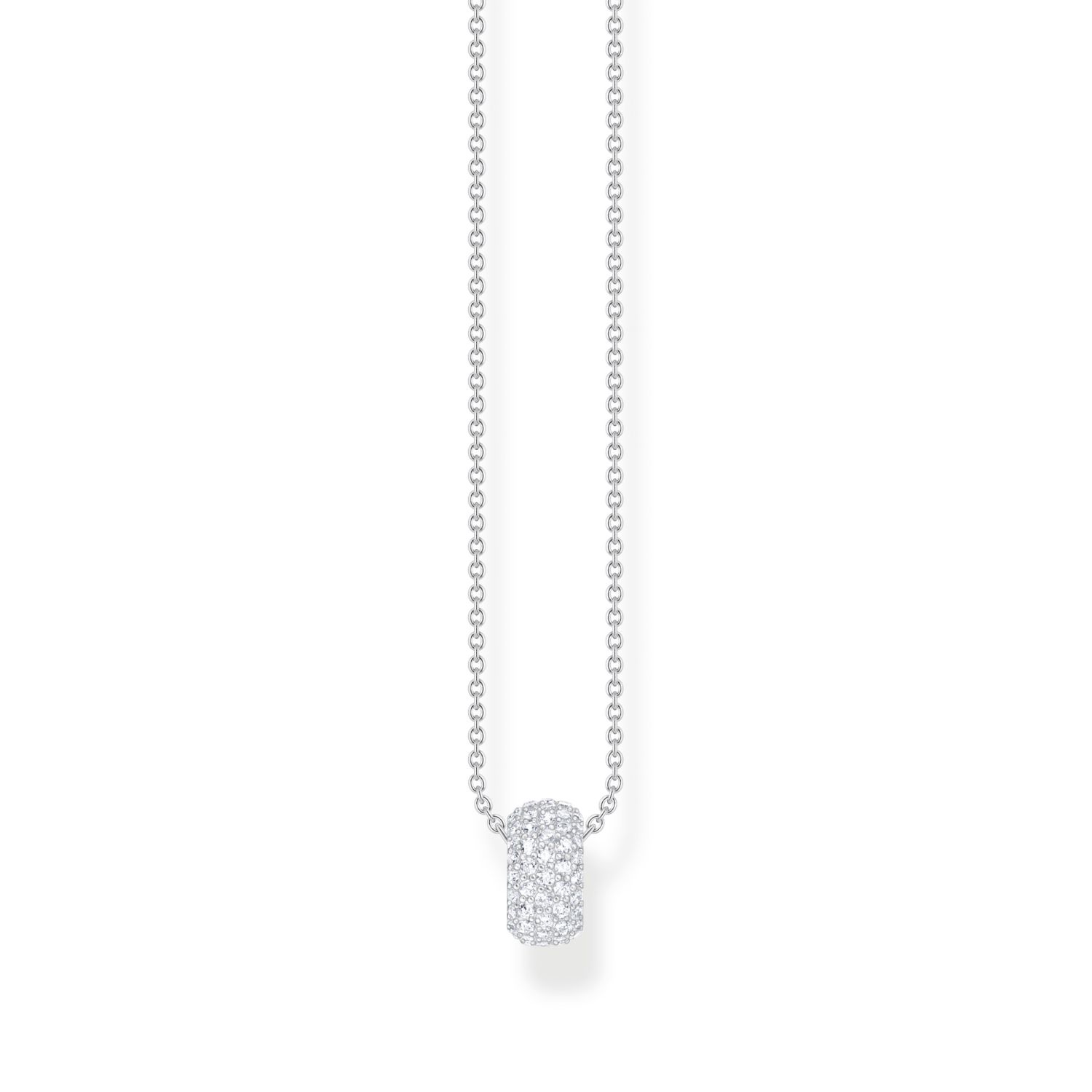 Thomas Sabo Damen Kette mit Ring-Anhänger aus 925 Silber und Zirkonia, 40-45 cm, silberfarben