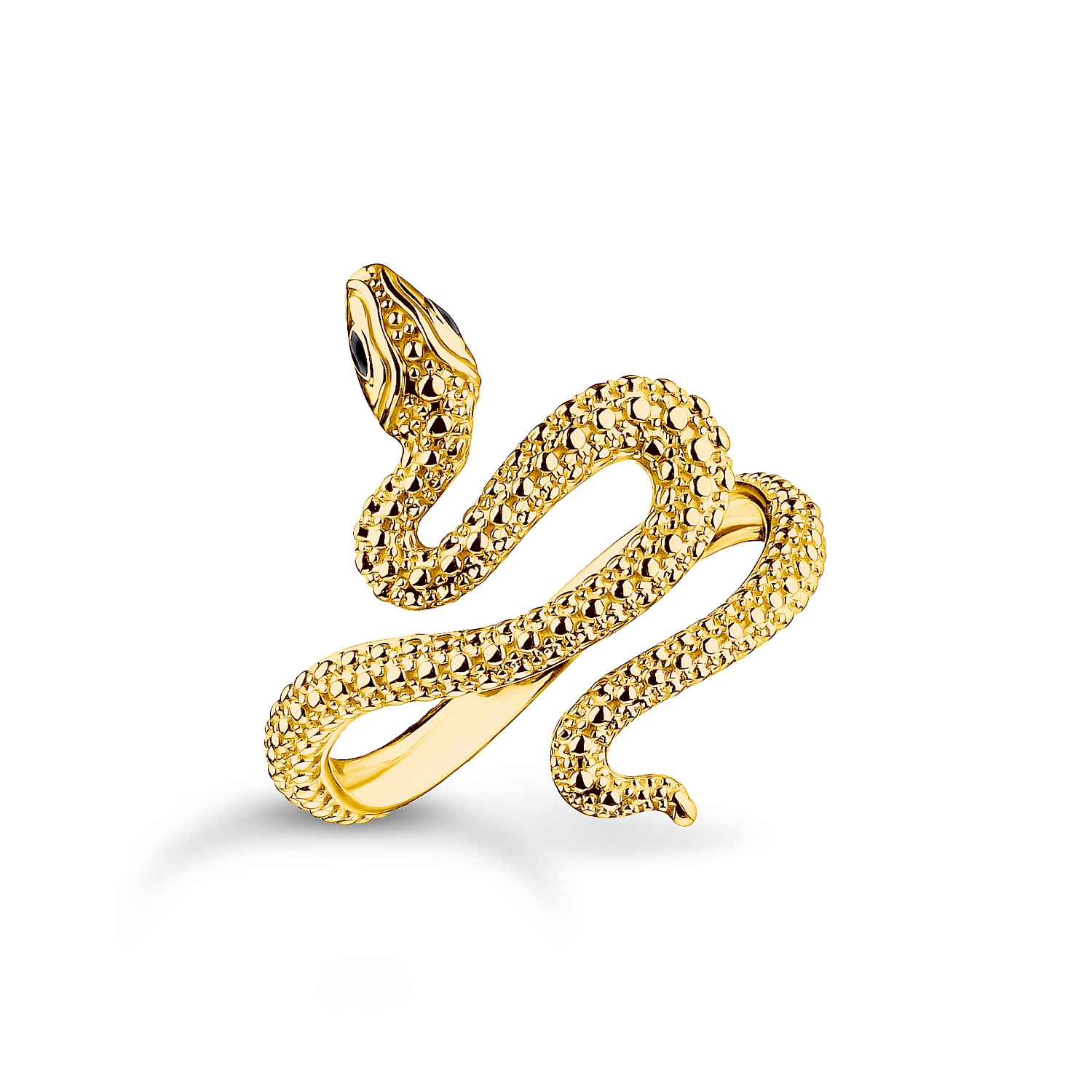 Thomas Sabo Damen Ring Schlangen, 925 Silber vergoldet, Ringgröße 56, gold