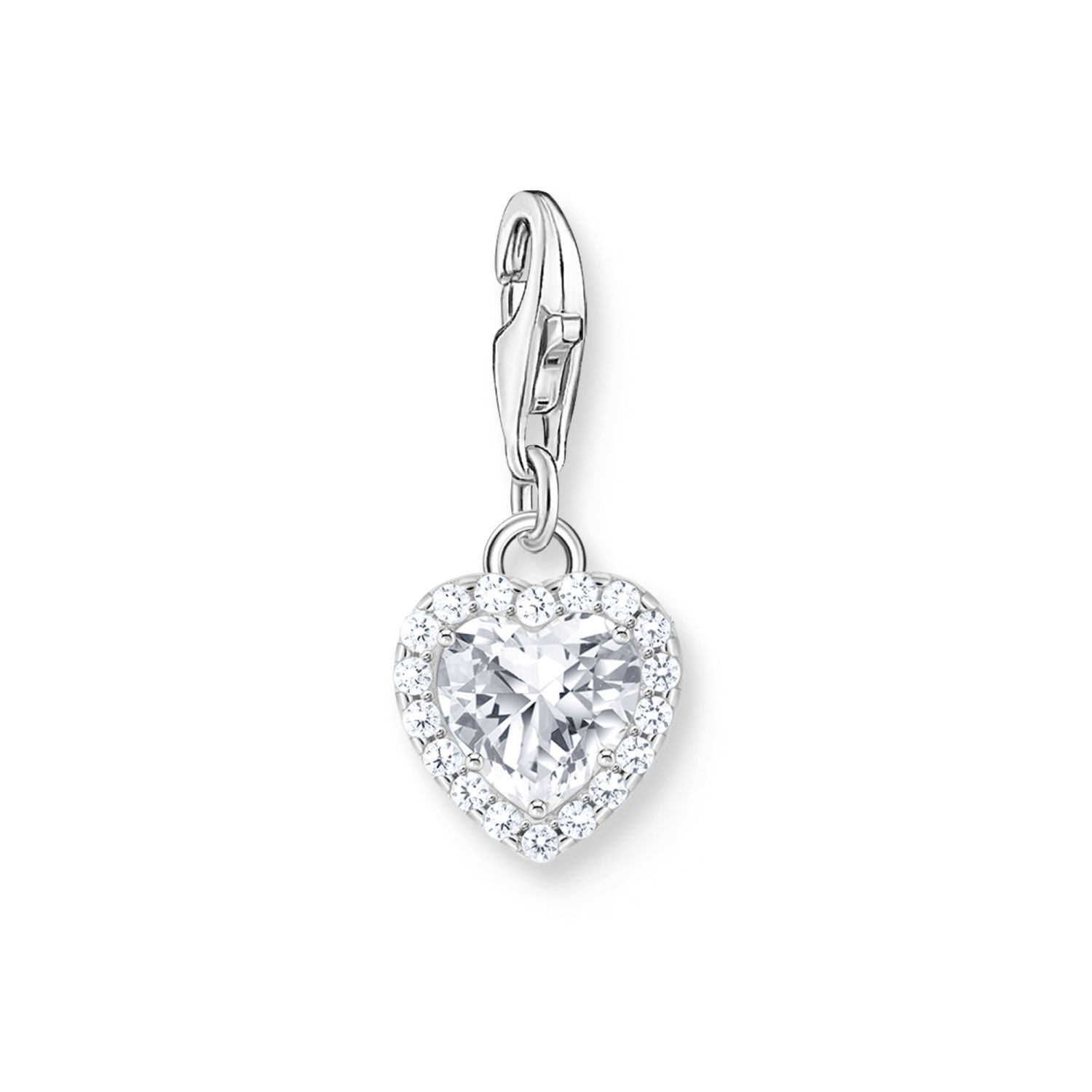 Thomas Sabo Charm-Anhänger Herz aus 925 Silber mit Zirkonia für Damen, silberfarben, 9x20 mm
