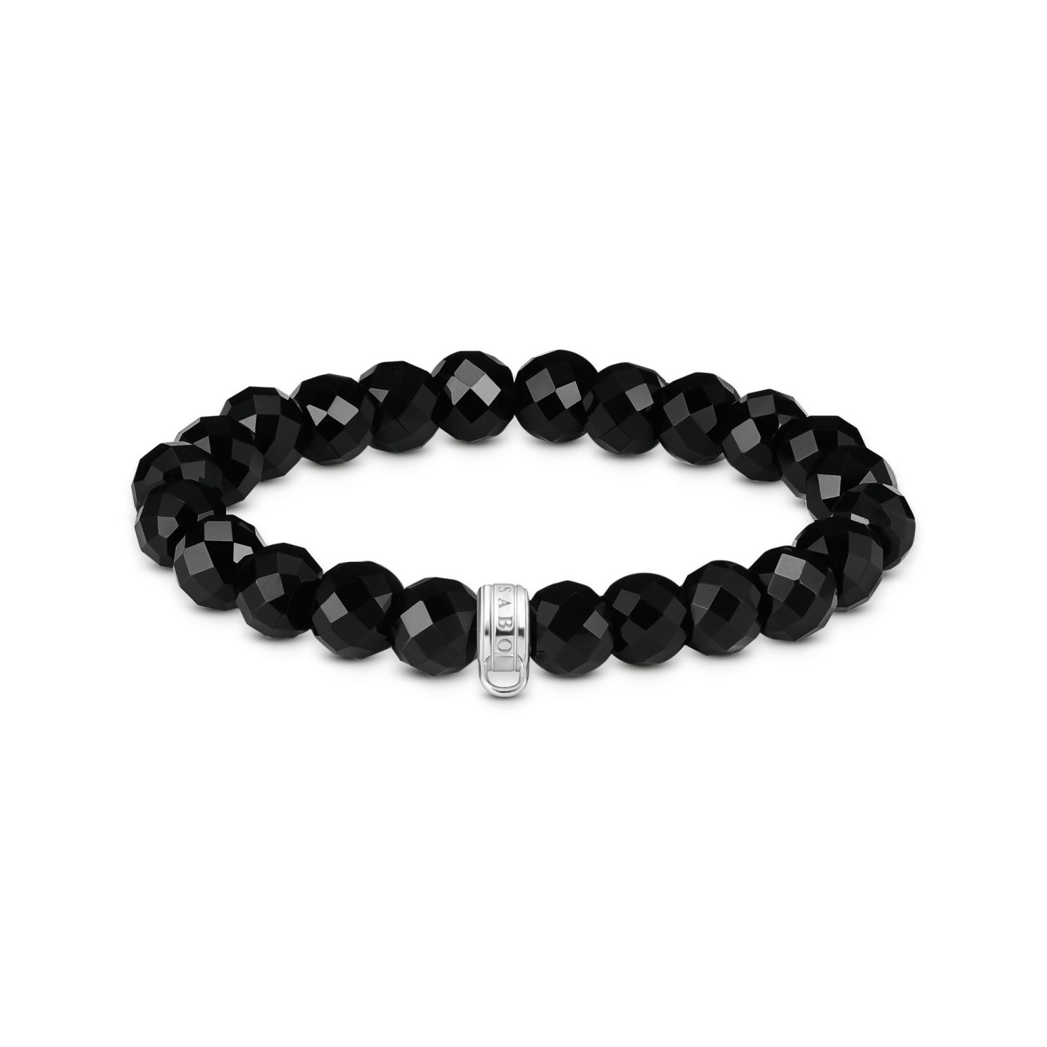 Thomas Sabo Charm-Armband Damen 925 Silber mit Obsidian, 15cm, silberfarben-schwarz, 9mm Armschmuck