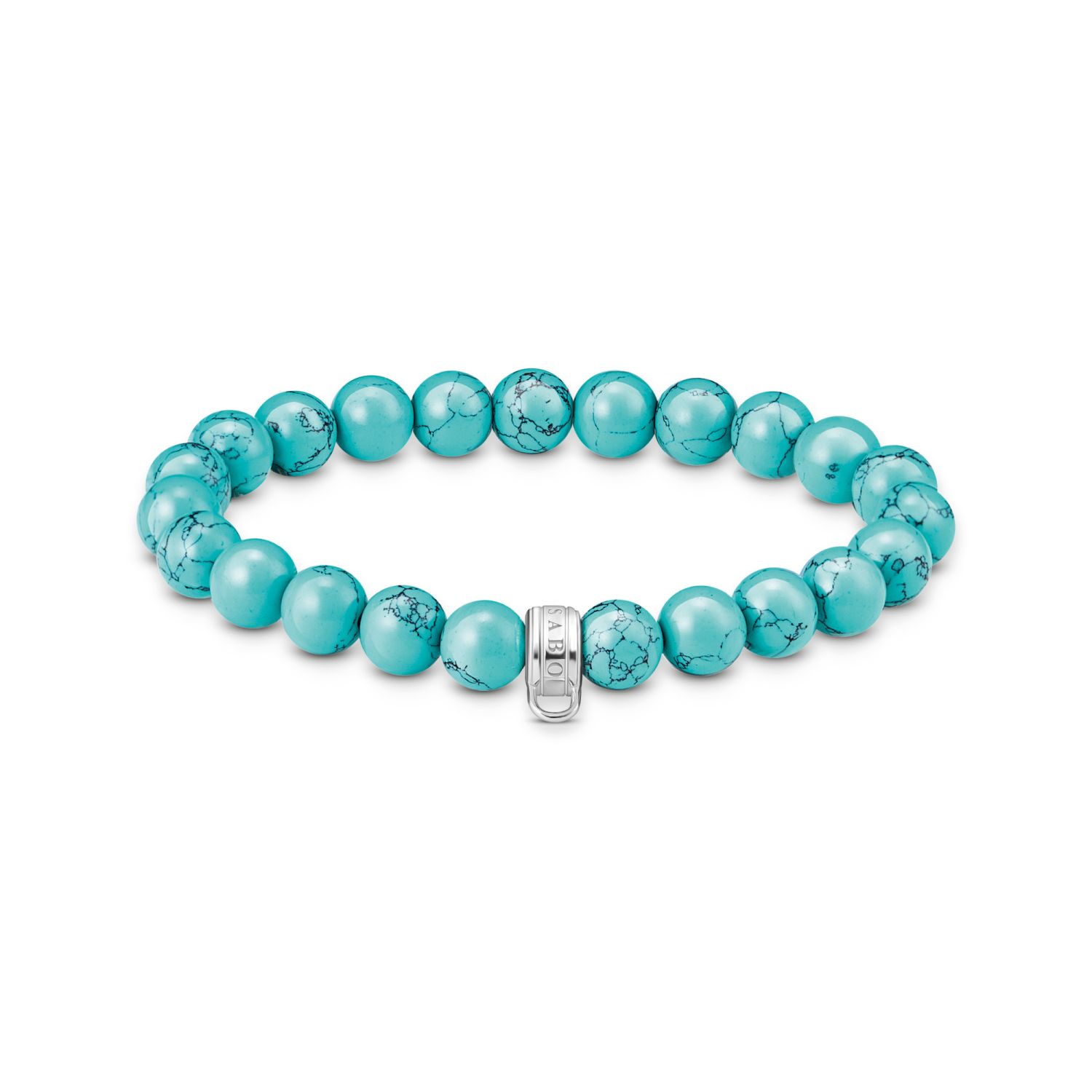 Thomas Sabo Charm-Armband Damen 925 Silber Türkisfarben 8mm, 15cm Armschmuck für stilvolle Akzente
