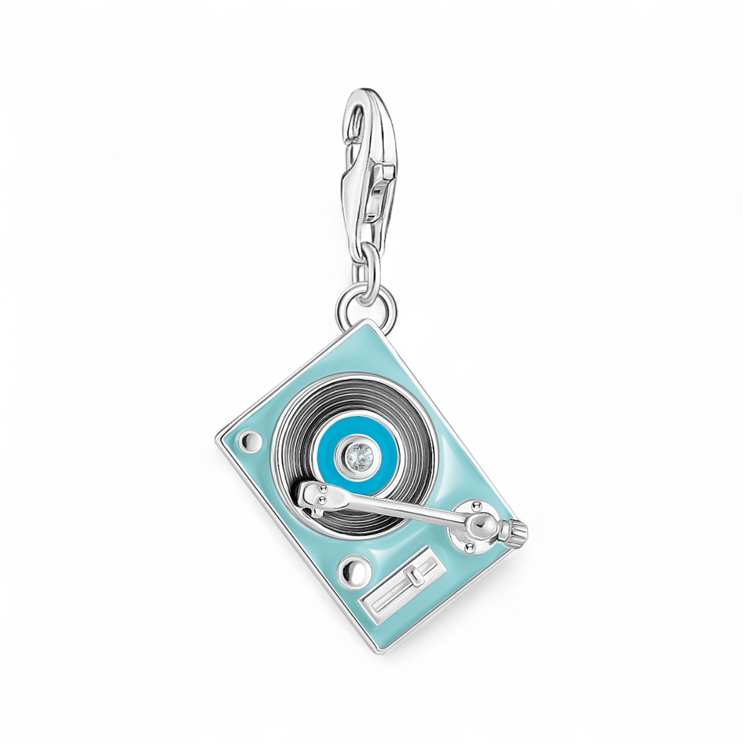 Thomas Sabo Charm-Anhänger Plattenspieler aus 925 Silber mit Zirkonia, Rückseite "I love Music", Damen